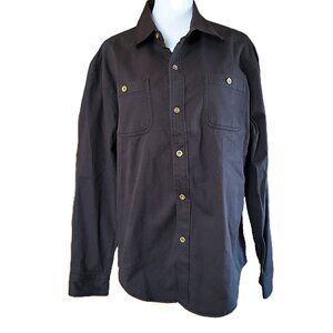 Zara Men's Black Button Down Long Sleeve Shirt Sz M Pockets Heavyweight Outdoors